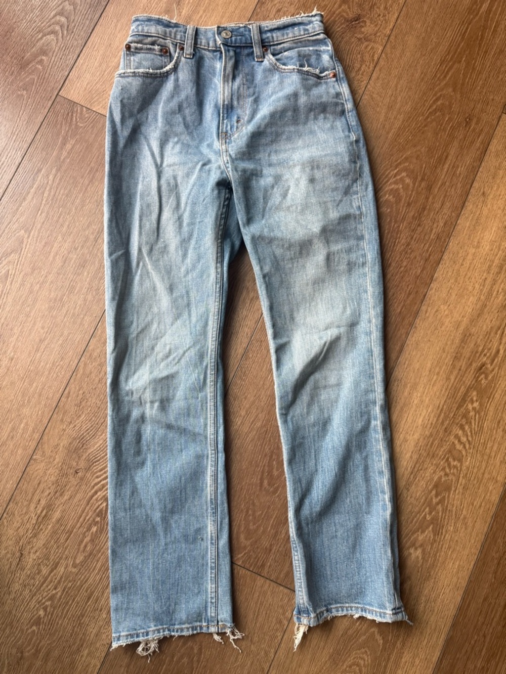 Abercrombie & Fitch Light Blue Denim Ankle Straight Ultra High Rise Jeans